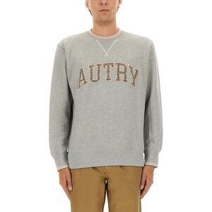 AUTRY Men's Crewneck Sweatshirt with Embroidered Logo Men GREY Sweaters &